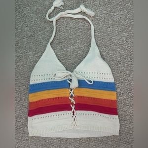 global love halter tank colorful stripes